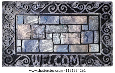 Blue grey Cobblestone Welcome Entry Door Mat