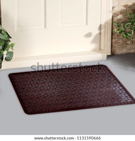 Chocolate Black Leather textured welcome door mat
