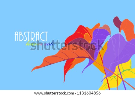 Beautiful leaves colors concept design vector abstract wallpaper on a blue backgrounds
