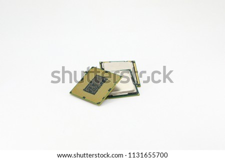 vareity of CPU, Processor Isolated on white background. 