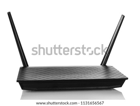 Wi-Fi router for wireless connection of equipment to Internet, isolated on white