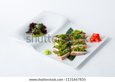 Sushi set on plate