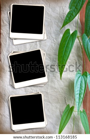 Background frame of ancient leaves and paper.