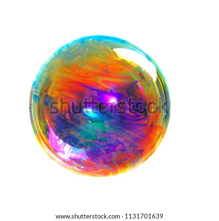 soap bubble with colors on white background
