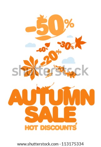 Autumn sale design template. Hot discounts.
