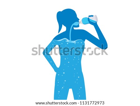 Woman drinking pure water into her body.