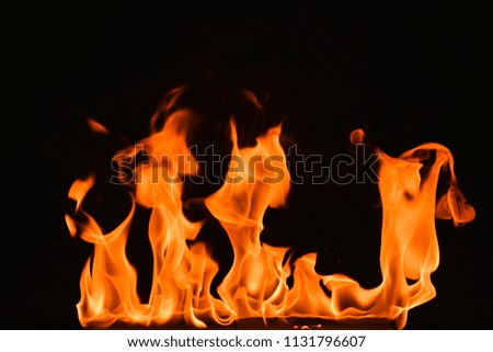 Abstract fire flames on a black background.