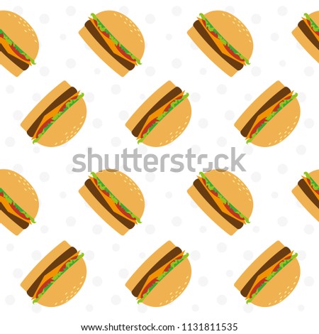Hamburger seamless pattern background. Vector illustration