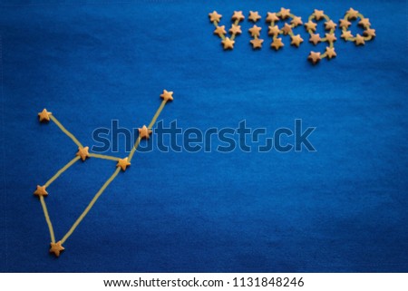 Constellation Virgo, a schematic arrangement. Sign born in September. Prediction by date of birth. The influence of stars on man. Vignetting. The picture is made by the author.