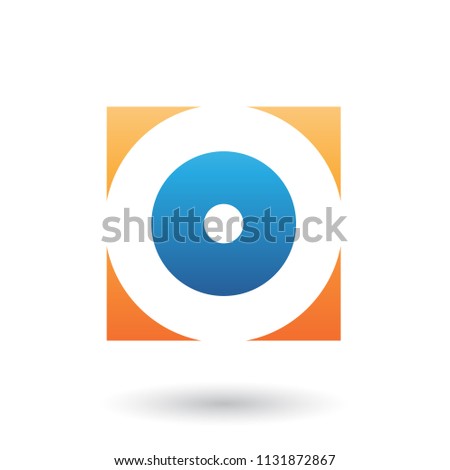 Vector Illustration of Orange and Blue Square Icon of a Thick Letter O isolated on a White Background