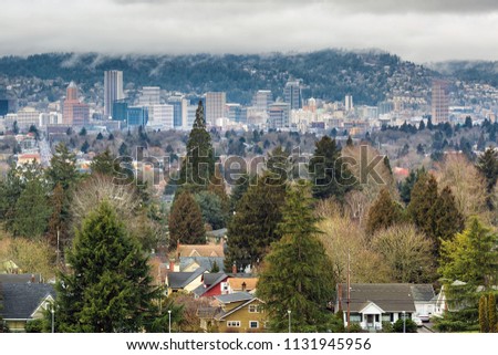 City of Portland Oregon Skyline from Mount Tabor