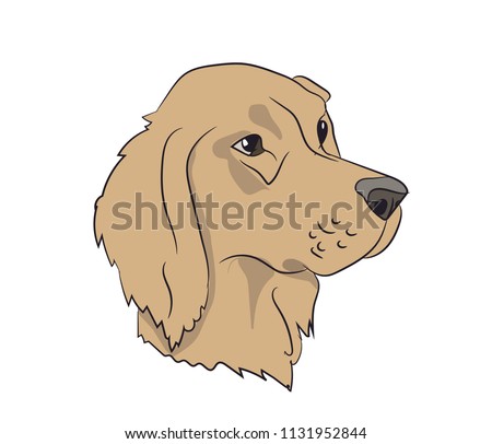 dog portrait profile, look , vector