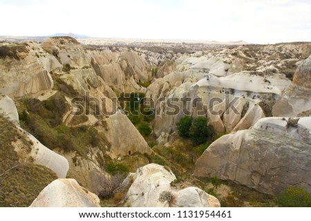 Beautiful rock formations and fairy chimneys of Cappadocia, Turkey. 