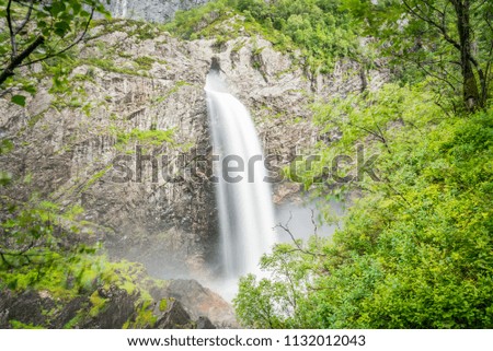 Månafossen waterfall in Rogaland, Norway