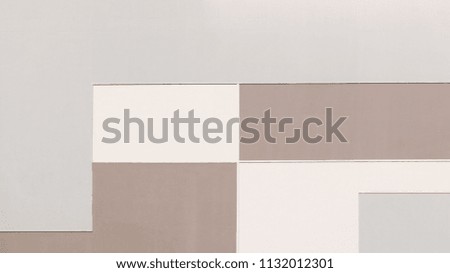Building wall in pastel colors, geometric abstract background, rectangular shape pattern, painted texture with straight angles. Wide photo for web site slider. 