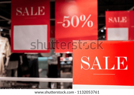 Shopping sale sign, various discounts 