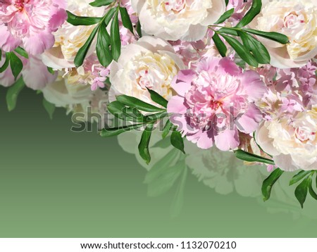Beautiful floral background of hydrangeas and peony 