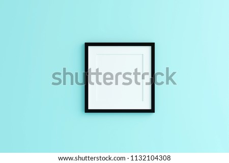 Blank black color picture frame template for place image or text inside on the wall.