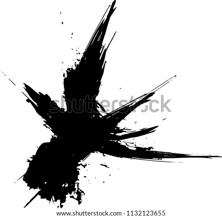 Abstract black Ink splash background, grunge vector design template - paint brush    
