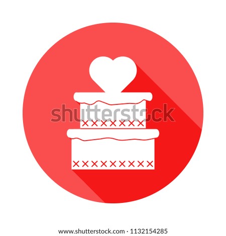 cake with heart icon in Flat, Long shadow