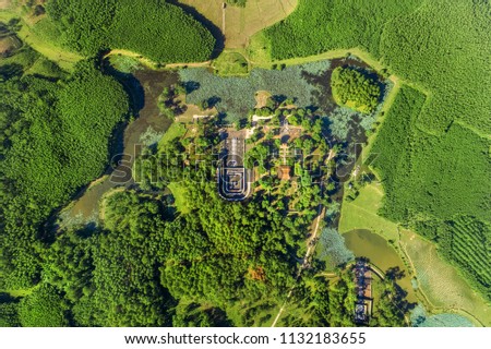 Aerial view, Tomb of Gia Long emperor in Hue, Vietnam. A UNESCO World Heritage Site.