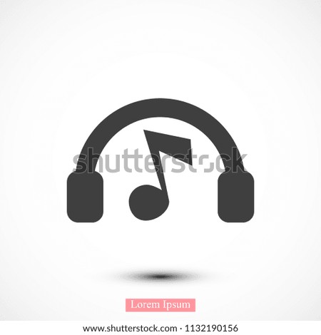 headphones icon, stock vector illustration flat design style