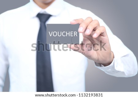 business Man holding card with  message
