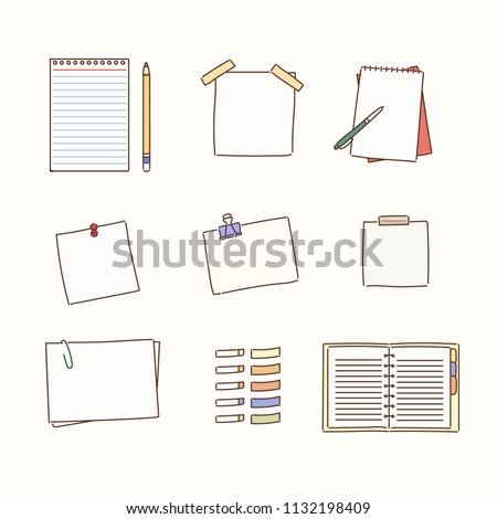 various kind of note icons hand drawn style vector design illustrations.