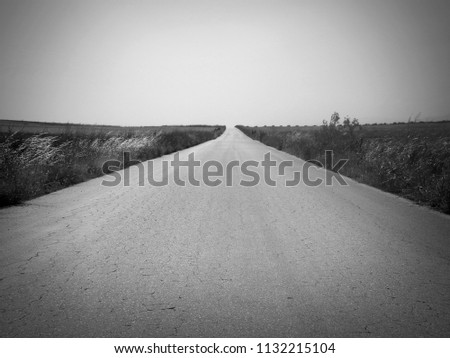 On The Road - Black  White Landscape             