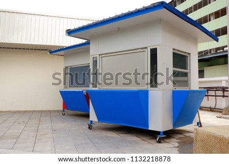 Portable store or mobile cabin store for selling stuff at gasoline station 