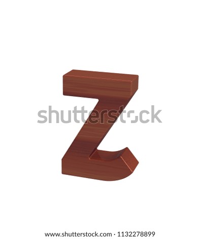 3D rendering Font polished rosewood Germania lowercase z