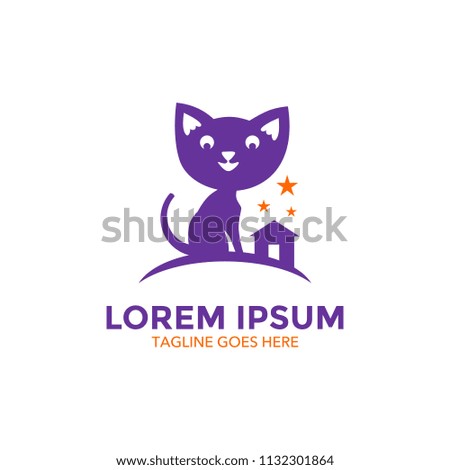 Unique cat logo template. vector. editable. simple shape. minimalist color. memorable