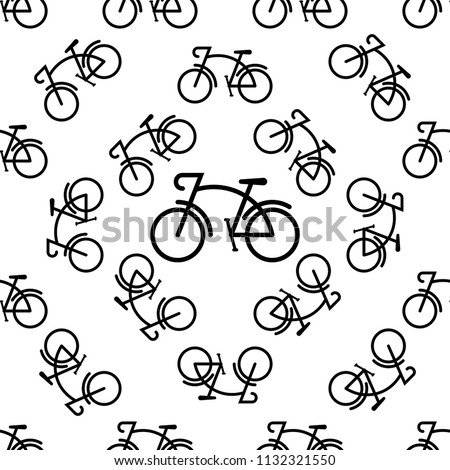Bicycle Icon Seamless Pattern Vector Art Illustration