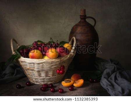 Still life with basket of fruits