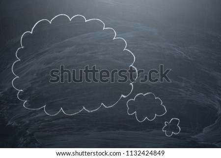 Empty clouds on a blackboard, concepts of a board for confusion, inspiration and solutions
