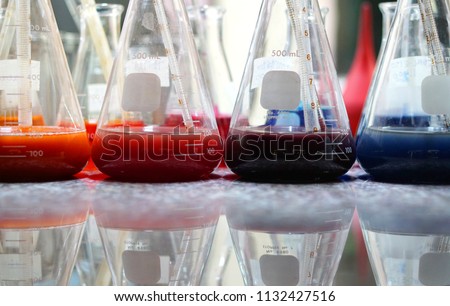Colour and pigment solvent base test in textile laboratory                              Royalty-Free Stock Photo #1132427516