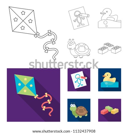 Children toy outline,flat icons in set collection for design. Game and bauble vector symbol stock web illustration.