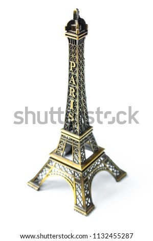 Eifel tower toy isolated on white background