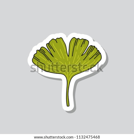 gingko leaf doodle sticker icon