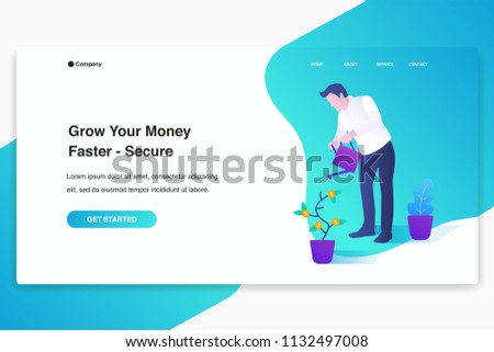Businessman watering money plants, concept for making money, invest