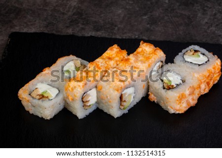 Japanese traditional roll with salmon