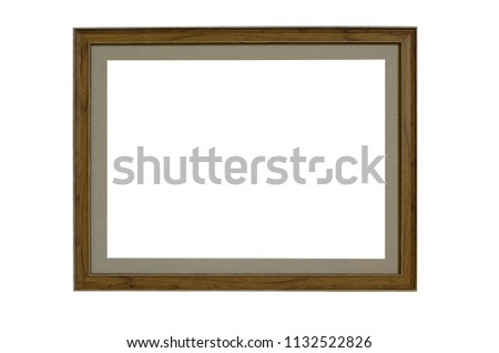 simple wooden frame with a gray passepartout on a white background