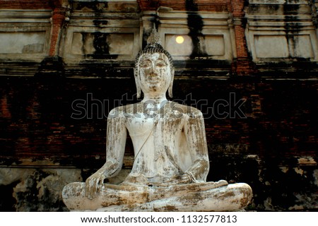 White Stucco Buddha image of Thailand.
