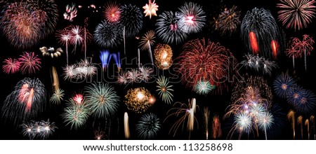 fireworks on black collage xxxl can be used separately as design elements