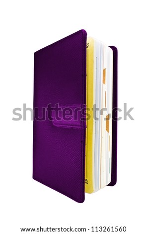 colorful leather cover book or notebook isolated on white background