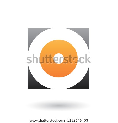 Vector Illustration of Black and Orange Square Icon of a Thick Letter O isolated on a White Background