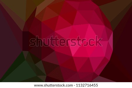 Dark Green, Red vector polygon abstract background with a gem in a centre. Shining colorful illustration with triangles. Textured pattern for your backgrounds.