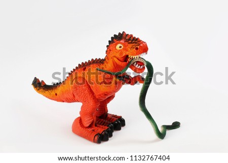 Dinosaur toy plastic, dinosaur on white background, toy dinosaur