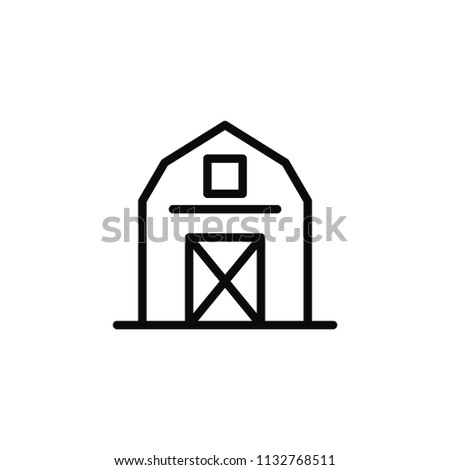 Barn icon illustartion. Farm wooden warehouse minimal logo on white background.