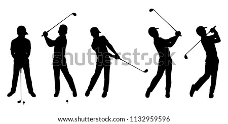 Golf player silhouette vector set